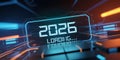 Futuristic digital interface displaying 2026 new year LOADING Royalty Free Stock Photo