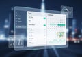 A futuristic digital interface displaying a task management application Royalty Free Stock Photo