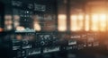 A futuristic digital interface displaying various analytical graphs, charts, and data Royalty Free Stock Photo