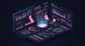 Futuristic digital interface displaying various data analytics and metrics. The design Royalty Free Stock Photo