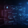 Close-up view of a digital interface displaying various settings and controls, including Royalty Free Stock Photo