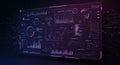 Futuristic digital interface displaying various data visualizations and graphs, including Royalty Free Stock Photo