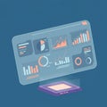 Futuristic digital interface displaying various data visualizations, including bar graphs Royalty Free Stock Photo