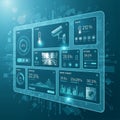 Futuristic digital interface displaying various technology related widgets Royalty Free Stock Photo