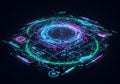 Futuristic digital interface featuring a central circular design Royalty Free Stock Photo