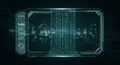 Background is dark with a holographic style display that includes Royalty Free Stock Photo