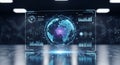 Futuristic digital interface featuring a holographic globe at the center Royalty Free Stock Photo