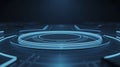 Futuristic digital interface featuring a series of concentric circles and grid patterns. Royalty Free Stock Photo