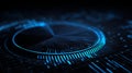 Futuristic Digital Interface with Glowing Blue Circular Element, Radial Lines, and Grid Structures Representing Royalty Free Stock Photo
