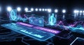 Futuristic Digital Interface with Glowing Data Visualization Royalty Free Stock Photo