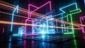 Futuristic digital interface with glowing neon lines and data streams technology Royalty Free Stock Photo