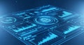Futuristic Digital Interface with Graphs and Data Analytics Dashboard Royalty Free Stock Photo