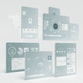 Futuristic digital interface mockup displays with translucent panels hovering against Royalty Free Stock Photo