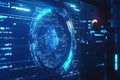 Futuristic digital interface showcasing advanced technology in a dark environ Royalty Free Stock Photo
