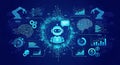 A futuristic digital interface showcasing artificial intelligence and data analytics Royalty Free Stock Photo