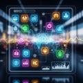 Digital interface displaying network icons Royalty Free Stock Photo