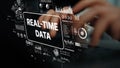 Futuristic Digital Interface Showing Real-Time Data Analytics and User Interaction with Touchscreen Technology Royalty Free Stock Photo