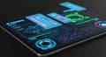 Futuristic Digital Interface on Tablet Screen Royalty Free Stock Photo