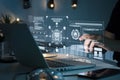 Futuristic Digital Interface Technology Modern Laptop Screen Artificial Intelligence Data Network Cybersecurity Royalty Free Stock Photo