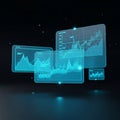 Futuristic digital interface with transparent screens displayi Royalty Free Stock Photo