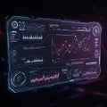 Futuristic digital interface with various graphs, charts, and analytical data displayed Royalty Free Stock Photo