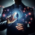 Futuristic Digital Interface With Virtual Human Interaction Royalty Free Stock Photo