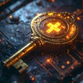 Futuristic Digital Key Unlocks Cyber Security Access Royalty Free Stock Photo