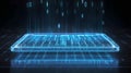 Futuristic Digital Keyboard with Binary Code Rain Royalty Free Stock Photo