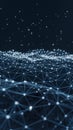 Futuristic digital landscape of blue mesh with scattered light points Royalty Free Stock Photo