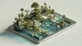 Futuristic Digital Landscape Ecosystem on Tablet Royalty Free Stock Photo