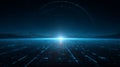 Futuristic Digital Data Grid Landscape With Glowing Network Lines Royalty Free Stock Photo