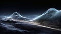Futuristic Digital Landscape with Glowing Waveforms in Dark Environment Royalty Free Stock Photo