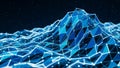 Futuristic digital landscape of interconnected glowing blue geometric shapes Royalty Free Stock Photo