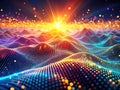 A Futuristic Digital Landscape Visualization Dynamic Data Flow Rule of Thirds Composition and AIGenerated Radiant Dots