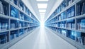 Futuristic Digital Library and Data Archive Corridor Royalty Free Stock Photo