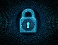 Futuristic Digital Lock Symbolizing Cybersecurity and Data Protection