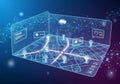 Futuristic digital map display with holographic elements. The map Royalty Free Stock Photo