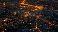 Futuristic digital map with illuminated paths and data nodes in technology concept