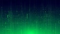 Futuristic Digital Matrix with Green Binary Code and Geometric Network Lines on Dark Blue Gradient Royalty Free Stock Photo