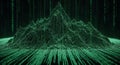 Digital Mountain Landscape with Falling Binary Code, Data Flow Concept Royalty Free Stock Photo