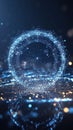 Futuristic Digital Network Circle with Glowing Connections and Abstract Technology Background