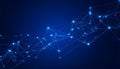 Futuristic Digital Network Connection Points on a Deep Blue Background Representing Technology and Data Royalty Free Stock Photo