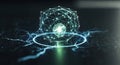 A futuristic digital network core representing artificial intelligence and human connection within a data system. Royalty Free Stock Photo