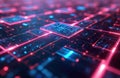 Futuristic digital network data flow. Glowing lines, circuits represent global connection in cyberspace. Abstract design with Royalty Free Stock Photo