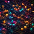 Futuristic Digital Network Data Grid Colorful Glowing Cubes Abstract Technology Royalty Free Stock Photo