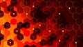Dynamic abstract-geometric background featuring connected-cubes and hexagonal-grid network. Royalty Free Stock Photo