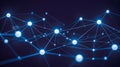 Futuristic digital network with glowing blue nodes and connecting lines technology Royalty Free Stock Photo