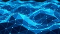 Futuristic digital network grid with glowing blue nodes and lines Royalty Free Stock Photo