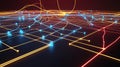 Futuristic Digital Network Grid with Glowing Data Connections and Artificial Intelligence Technology Background Royalty Free Stock Photo