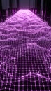 Futuristic digital network grid with glowing purple nodes and lines creating a sense of depth and connectivity Royalty Free Stock Photo